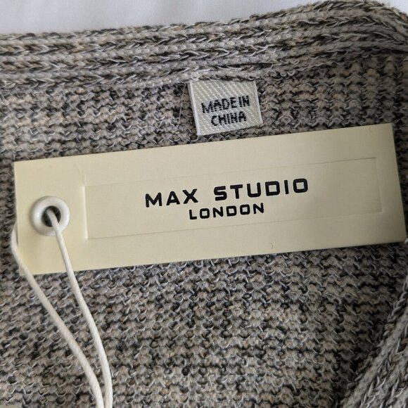 Max Studio Top Size 3X Oat Gray Ruched Sleeve Soft Ribbed Knit Comfy Blouse NWT - Picture 12 of 16